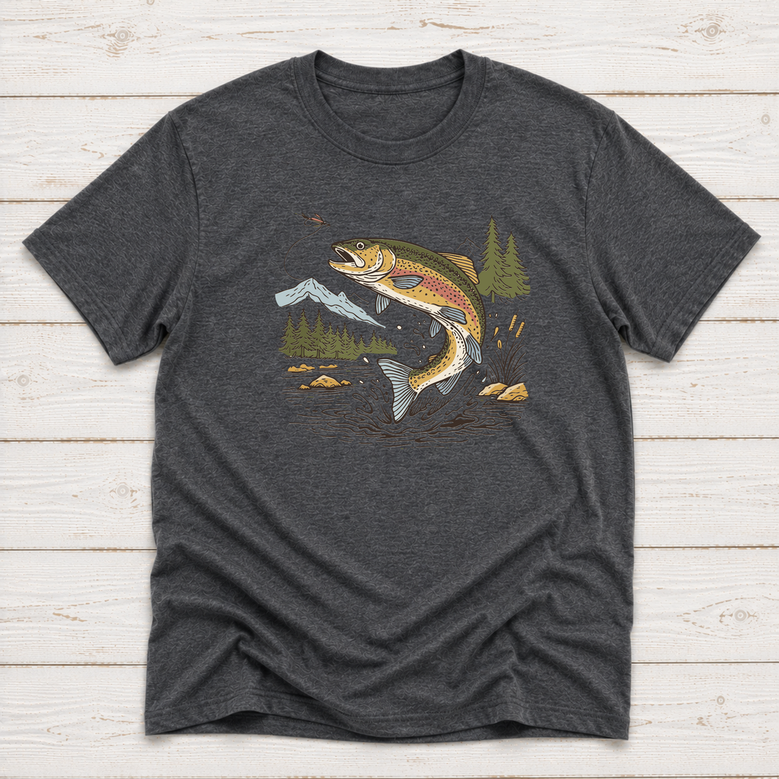 Jumping Trout Fly Fishing T-Shirt or Sweatshirt | Mountain Trout Graphic