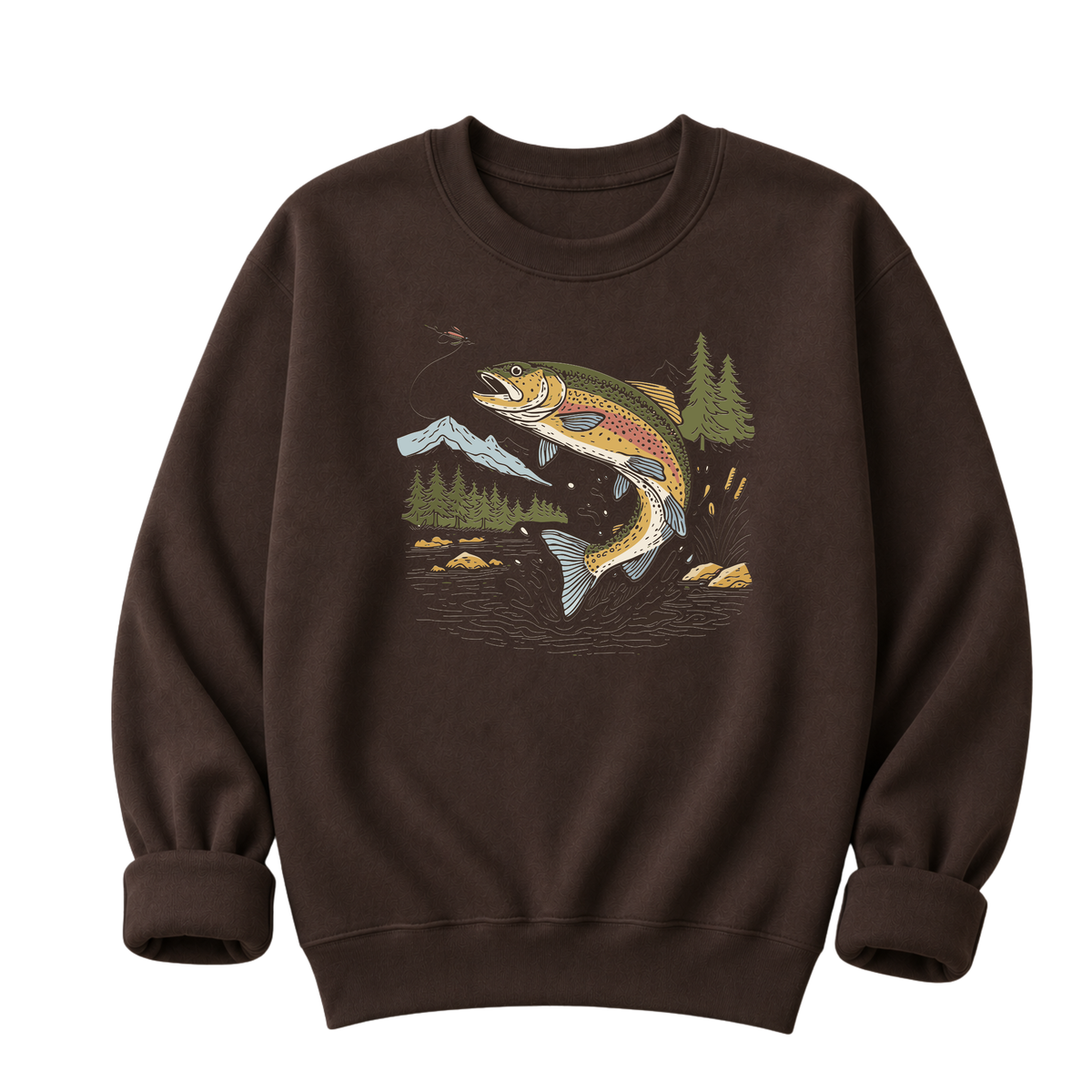 Jumping Trout Fly Fishing T-Shirt or Sweatshirt | Mountain Trout Graphic