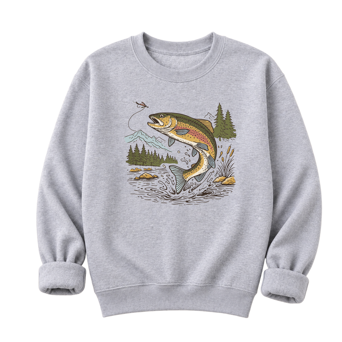 Jumping Trout Fly Fishing T-Shirt or Sweatshirt | Mountain Trout Graphic