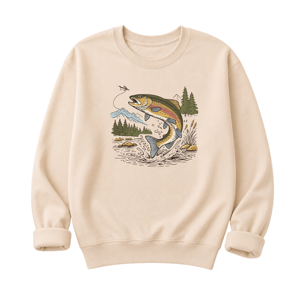 Jumping Trout Fly Fishing T-Shirt or Sweatshirt | Mountain Trout Graphic
