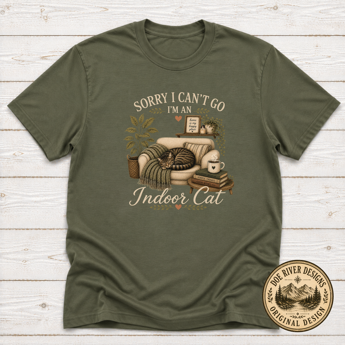 Sorry I Can't Go I'm An Indoor Cat T-Shirt or Sweatshirt | Funny Introvert Cat Lover Gift