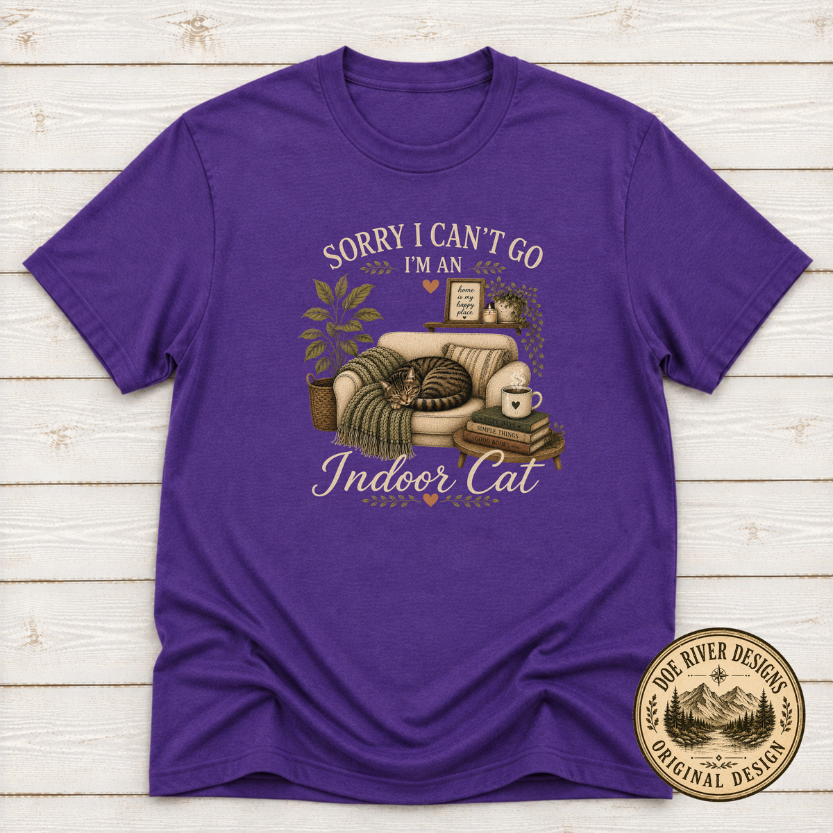 Sorry I Can't Go I'm An Indoor Cat T-Shirt or Sweatshirt | Funny Introvert Cat Lover Gift