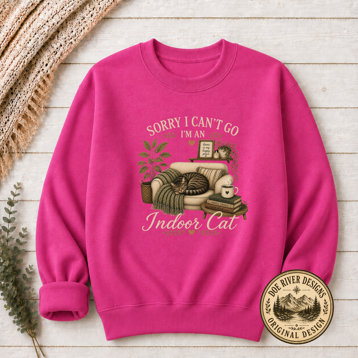 Sorry I Can't Go I'm An Indoor Cat T-Shirt or Sweatshirt | Funny Introvert Cat Lover Gift