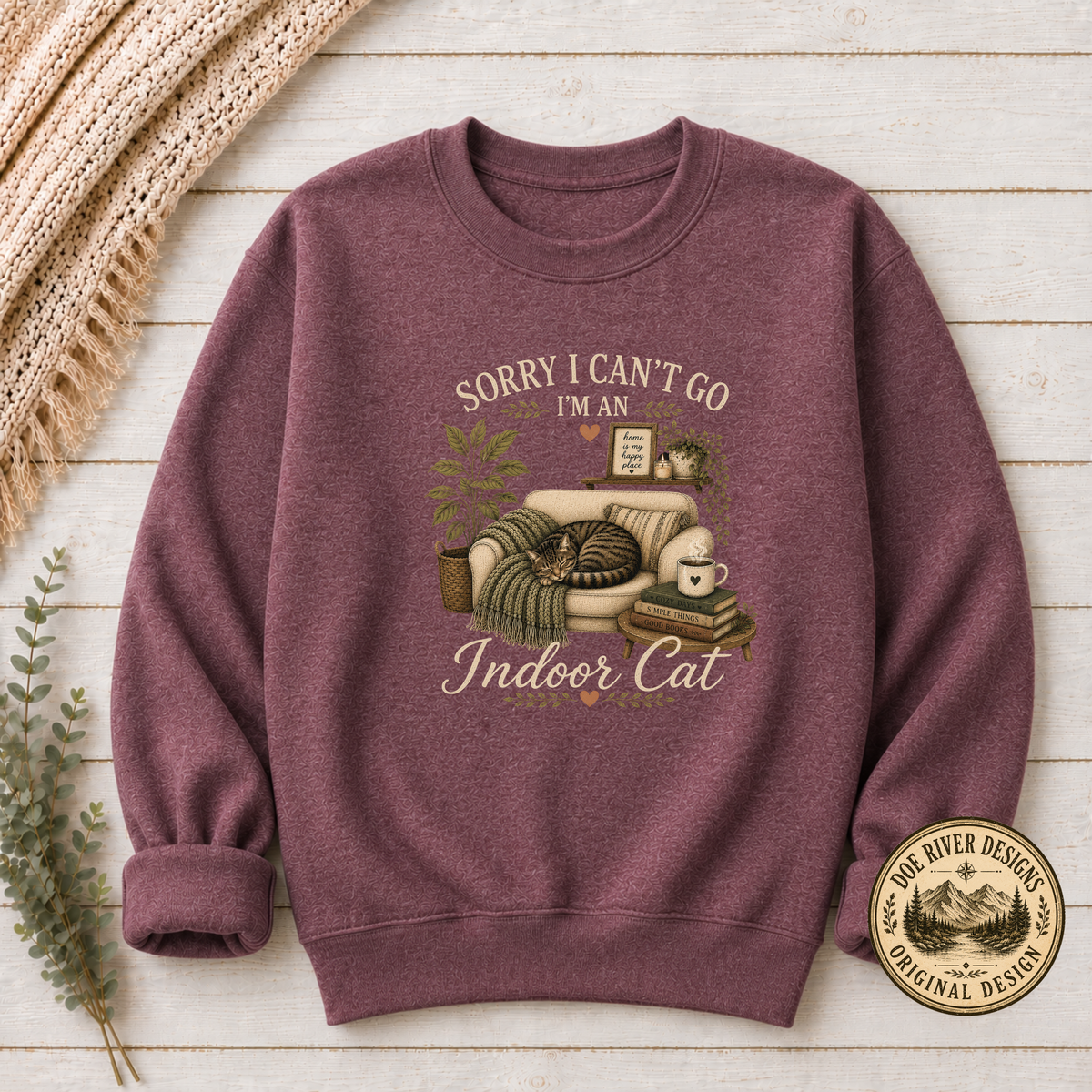 Sorry I Can't Go I'm An Indoor Cat T-Shirt or Sweatshirt | Funny Introvert Cat Lover Gift