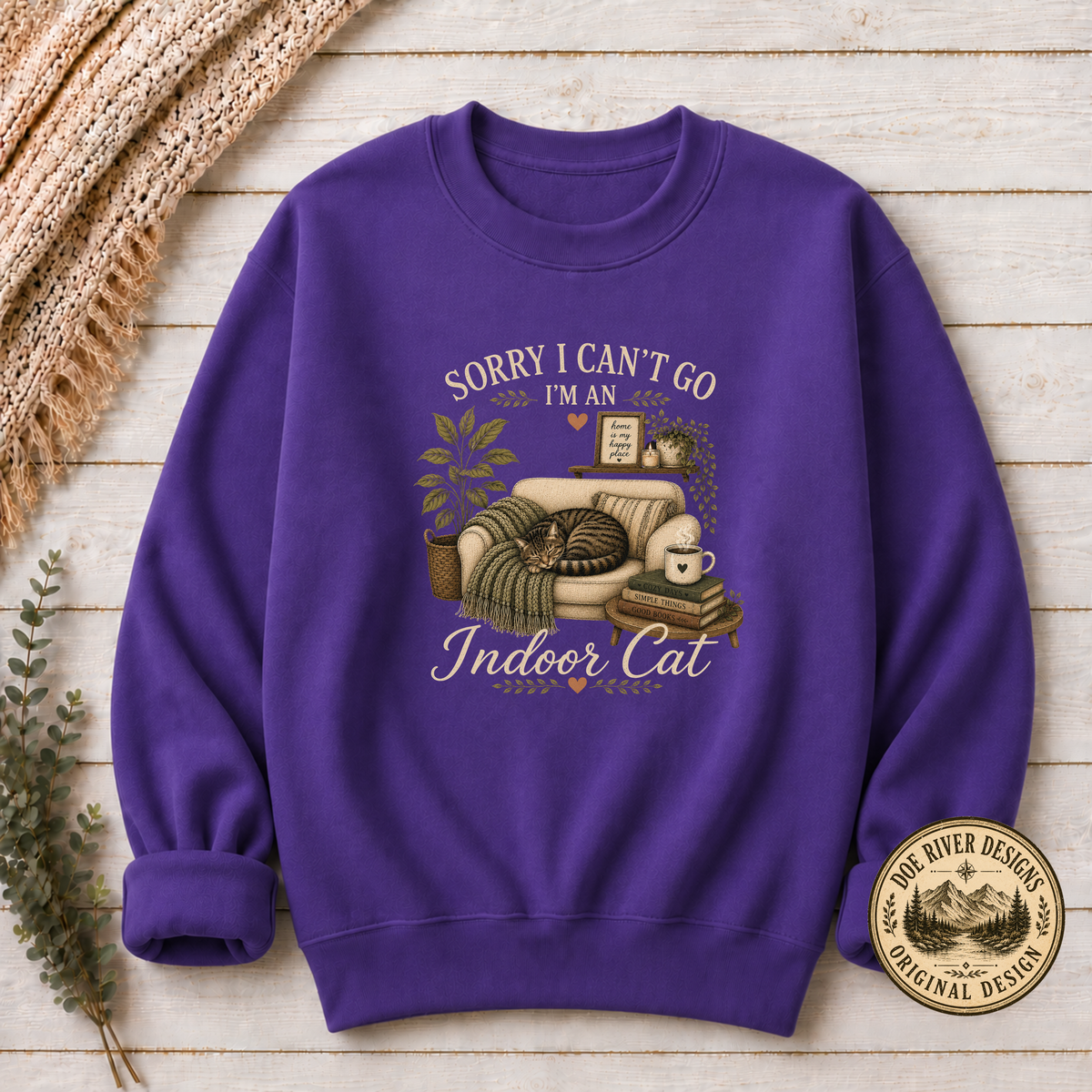Sorry I Can't Go I'm An Indoor Cat T-Shirt or Sweatshirt | Funny Introvert Cat Lover Gift
