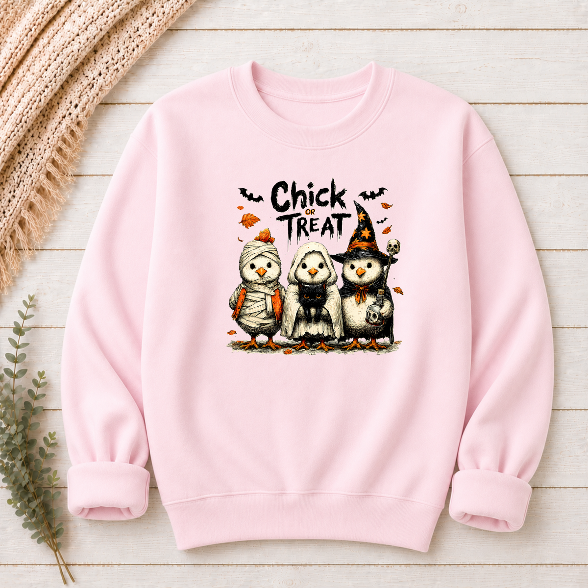 Chick or Treat Halloween Chicken Shirt & Sweatshirt | Funny Fall Tee