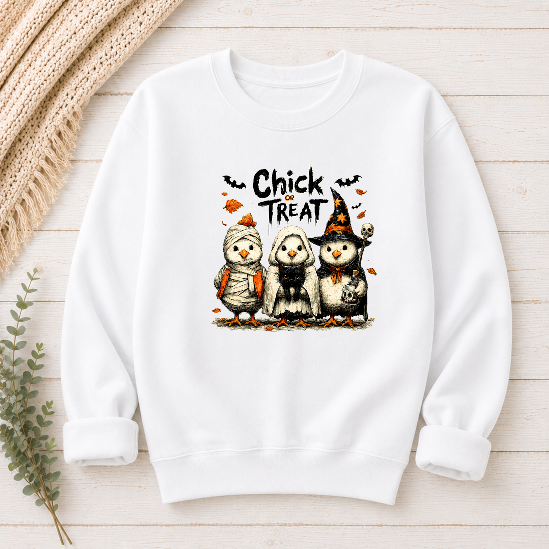 Chick or Treat Halloween Chicken Shirt & Sweatshirt | Funny Fall Tee