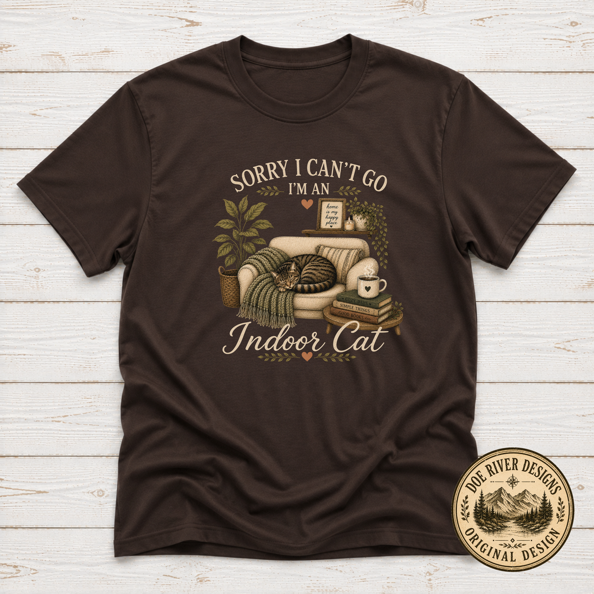 Sorry I Can't Go I'm An Indoor Cat T-Shirt or Sweatshirt | Funny Introvert Cat Lover Gift
