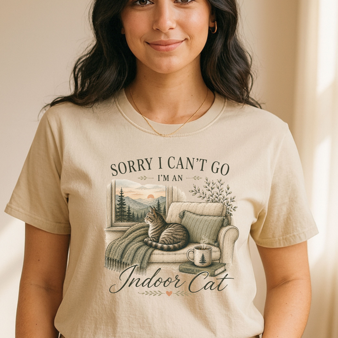 Sorry I Can’t Go I’m An Indoor Cat T-Shirt | Funny Introvert Tee
