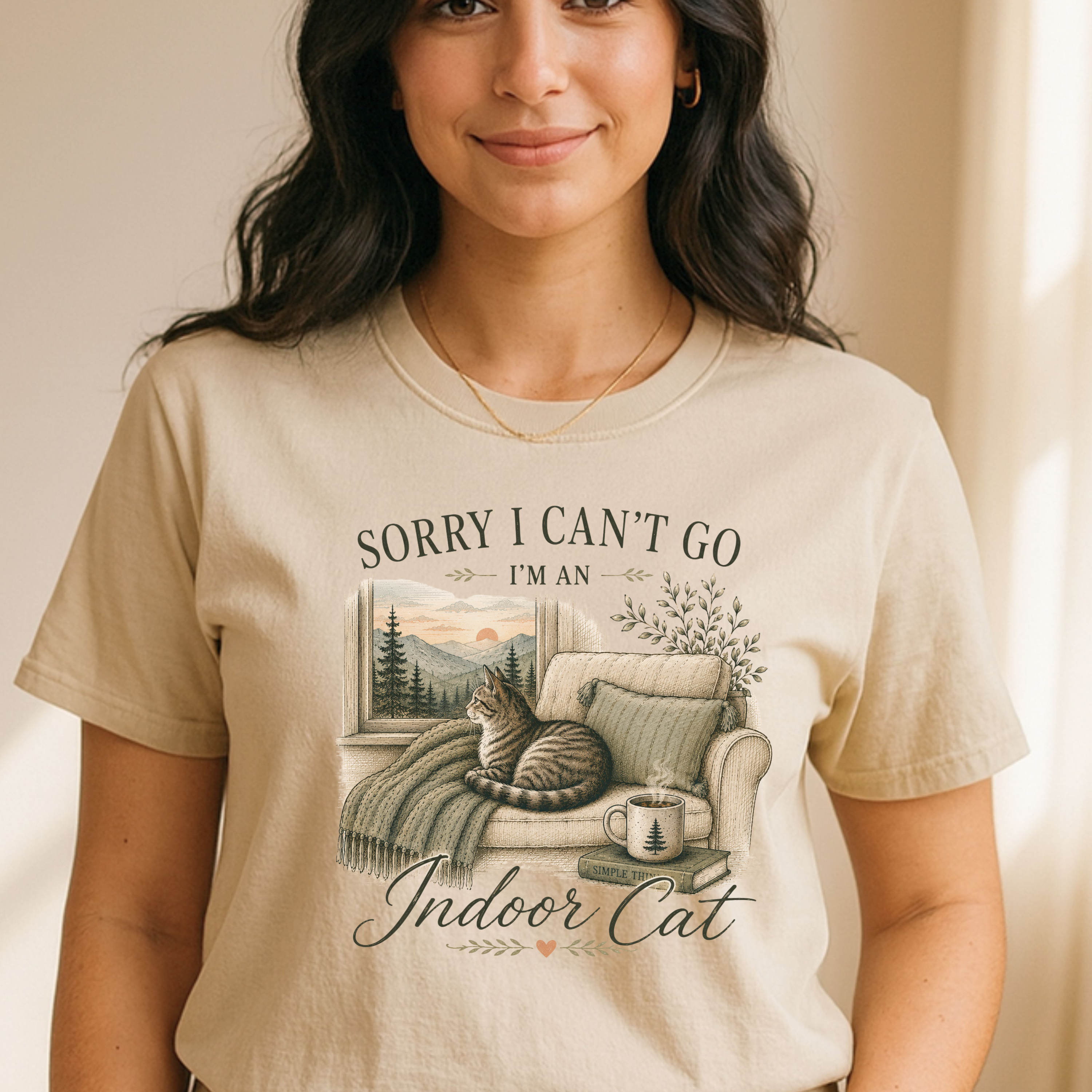 Sorry I Can’t Go I’m An Indoor Cat T-Shirt | Funny Introvert Tee