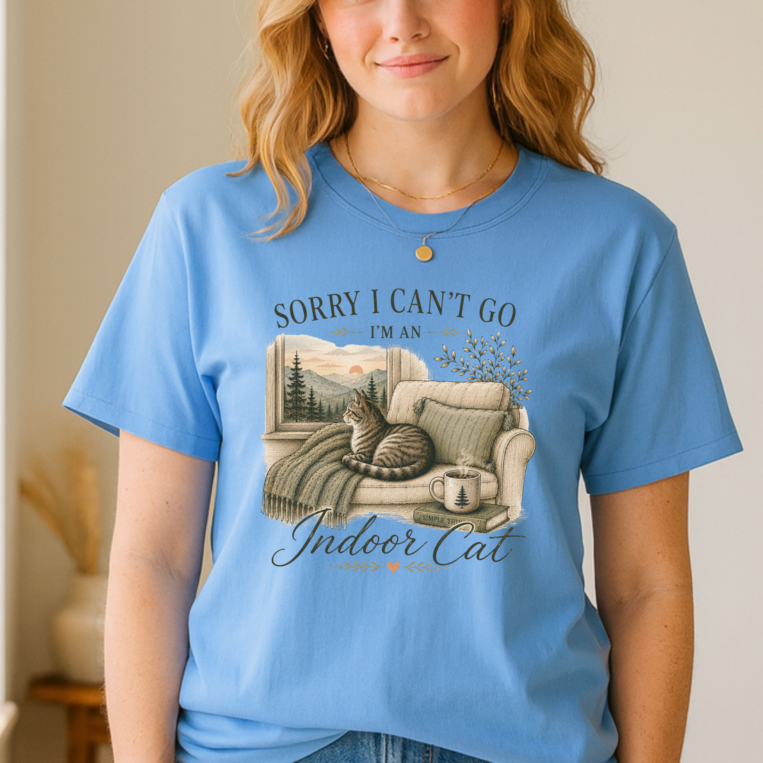 Sorry I Can’t Go I’m An Indoor Cat T-Shirt | Funny Introvert Tee
