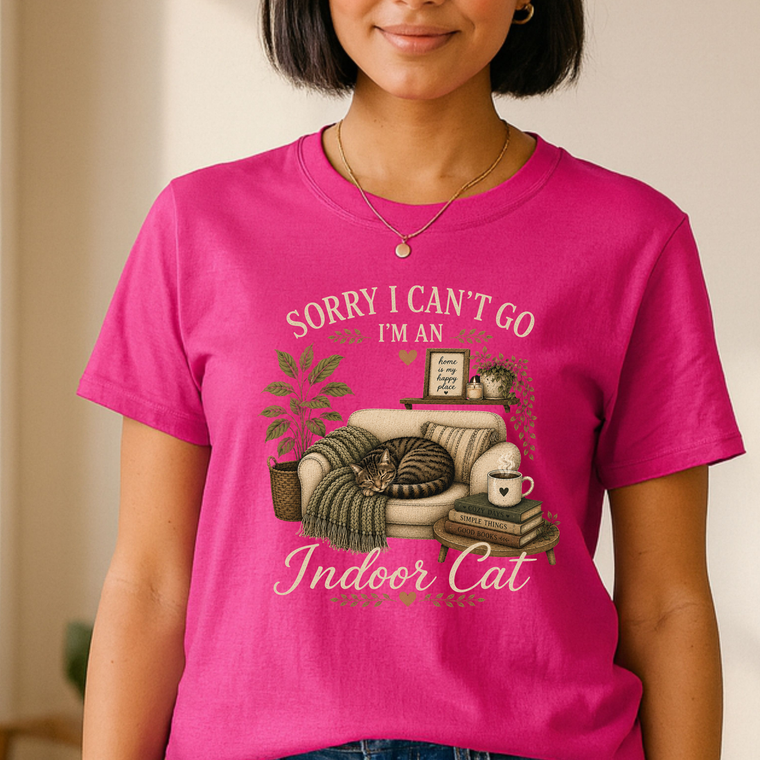 Sorry I Can’t Go I’m An Indoor Cat T-Shirt | Funny Introvert Tee