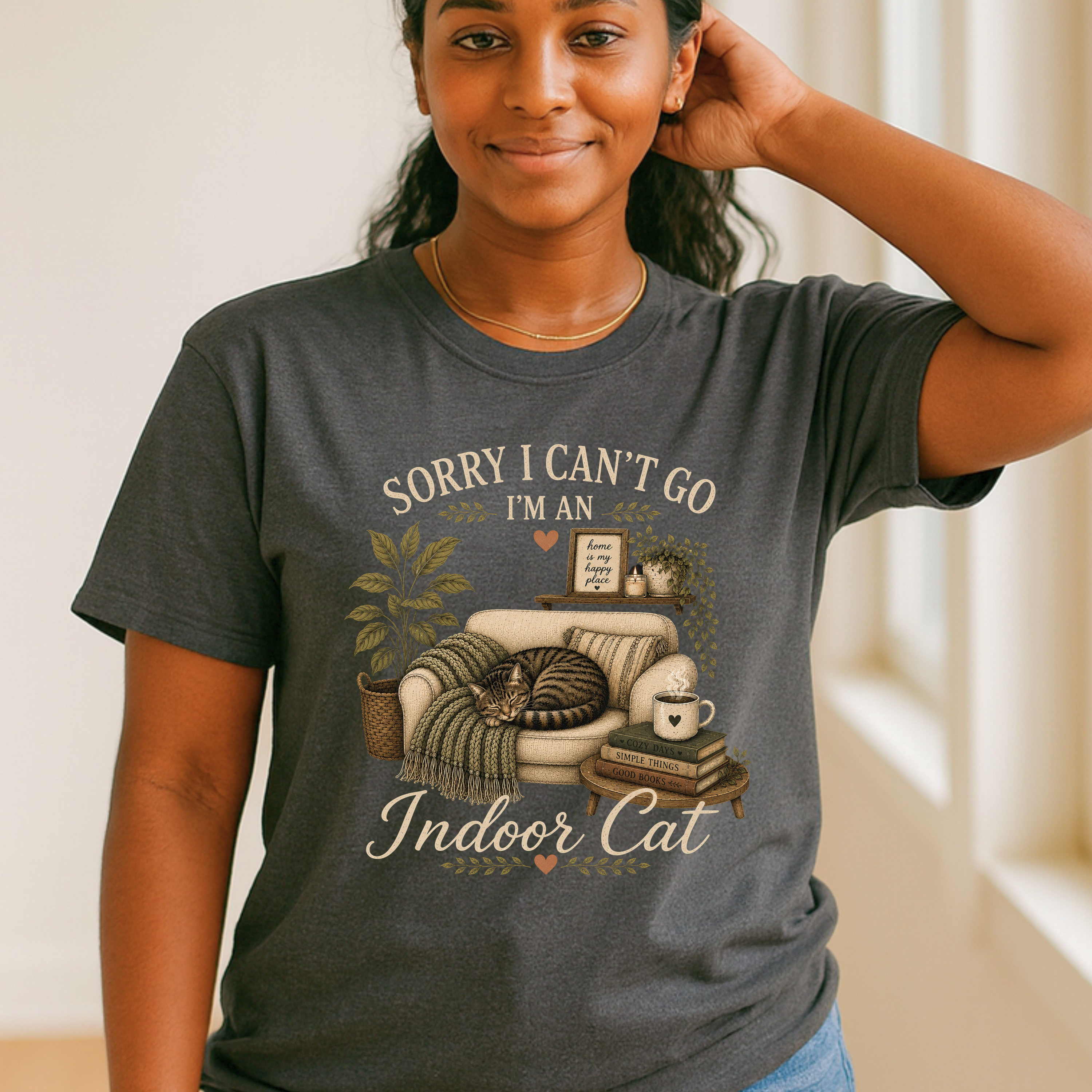 Sorry I Can’t Go I’m An Indoor Cat T-Shirt | Funny Introvert Tee