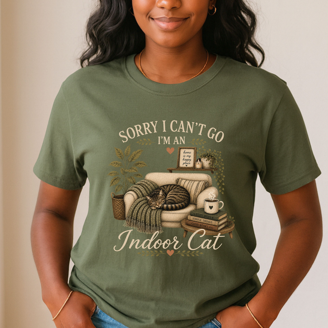 Sorry I Can’t Go I’m An Indoor Cat T-Shirt | Funny Introvert Tee