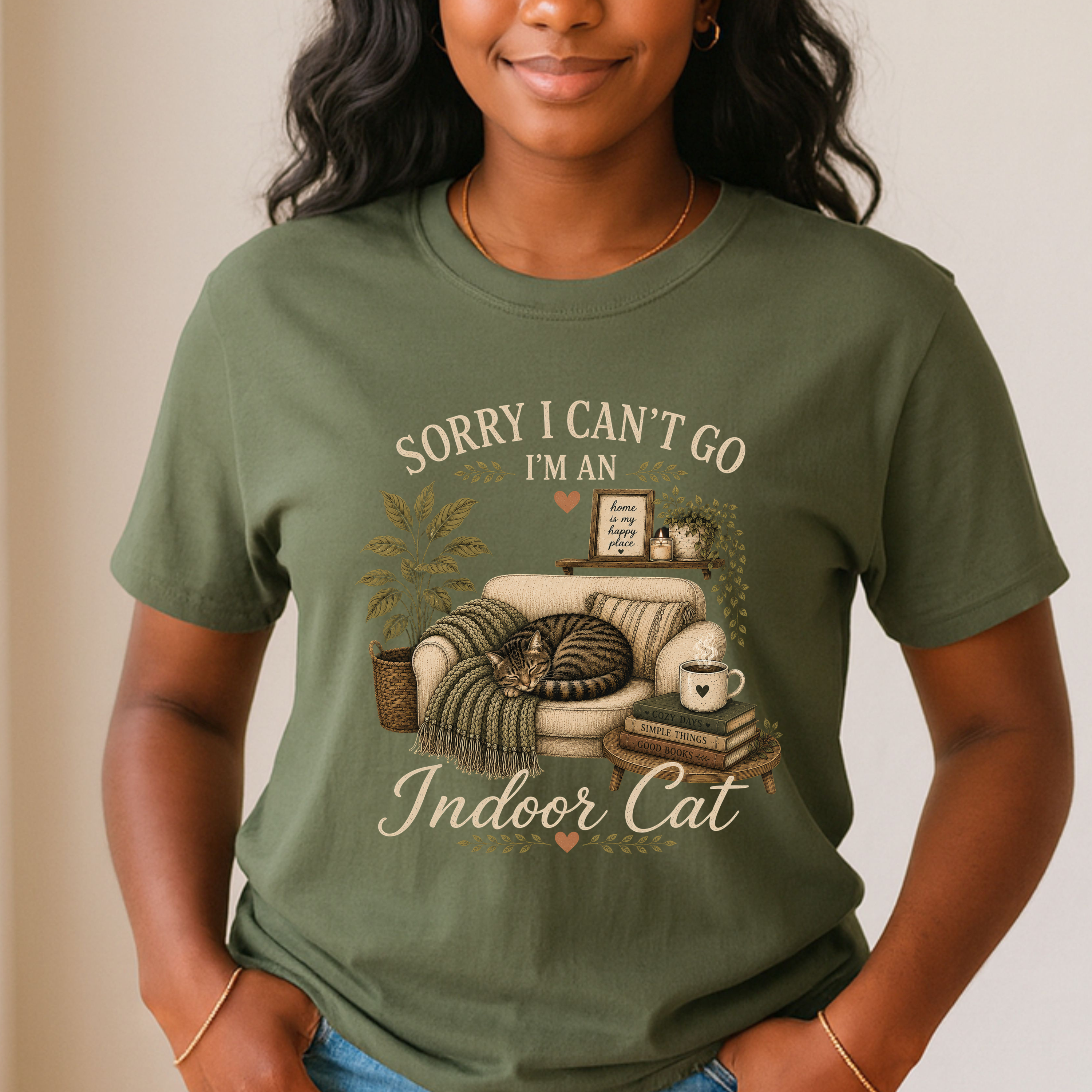 Sorry I Can’t Go I’m An Indoor Cat T-Shirt | Funny Introvert Tee