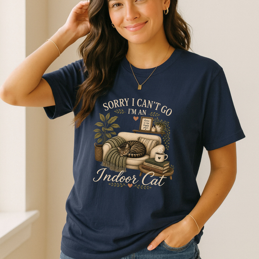 Sorry I Can’t Go I’m An Indoor Cat T-Shirt | Funny Introvert Tee