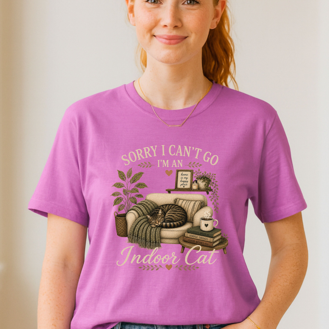 Sorry I Can’t Go I’m An Indoor Cat T-Shirt | Funny Introvert Tee