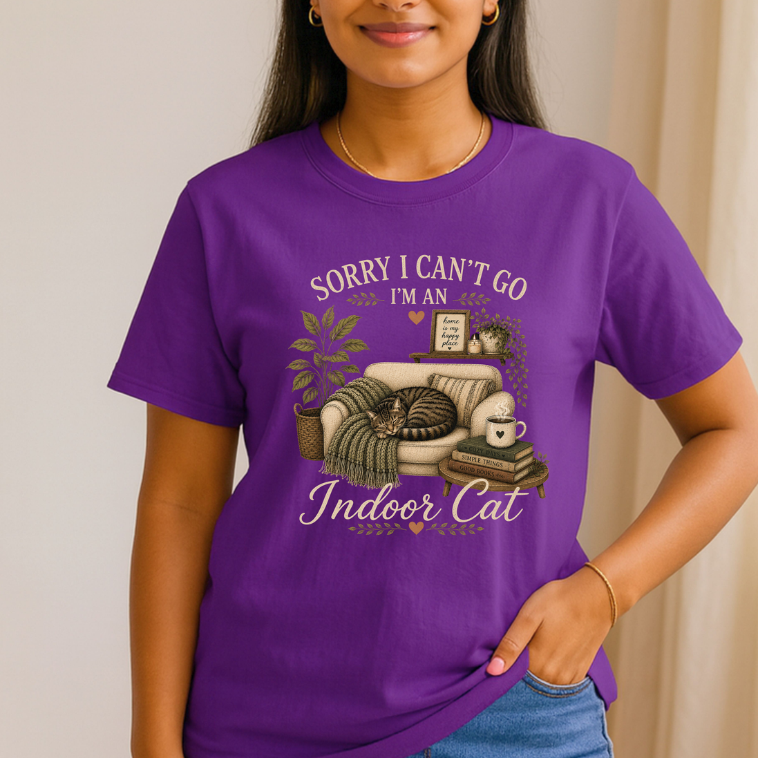Sorry I Can’t Go I’m An Indoor Cat T-Shirt | Funny Introvert Tee