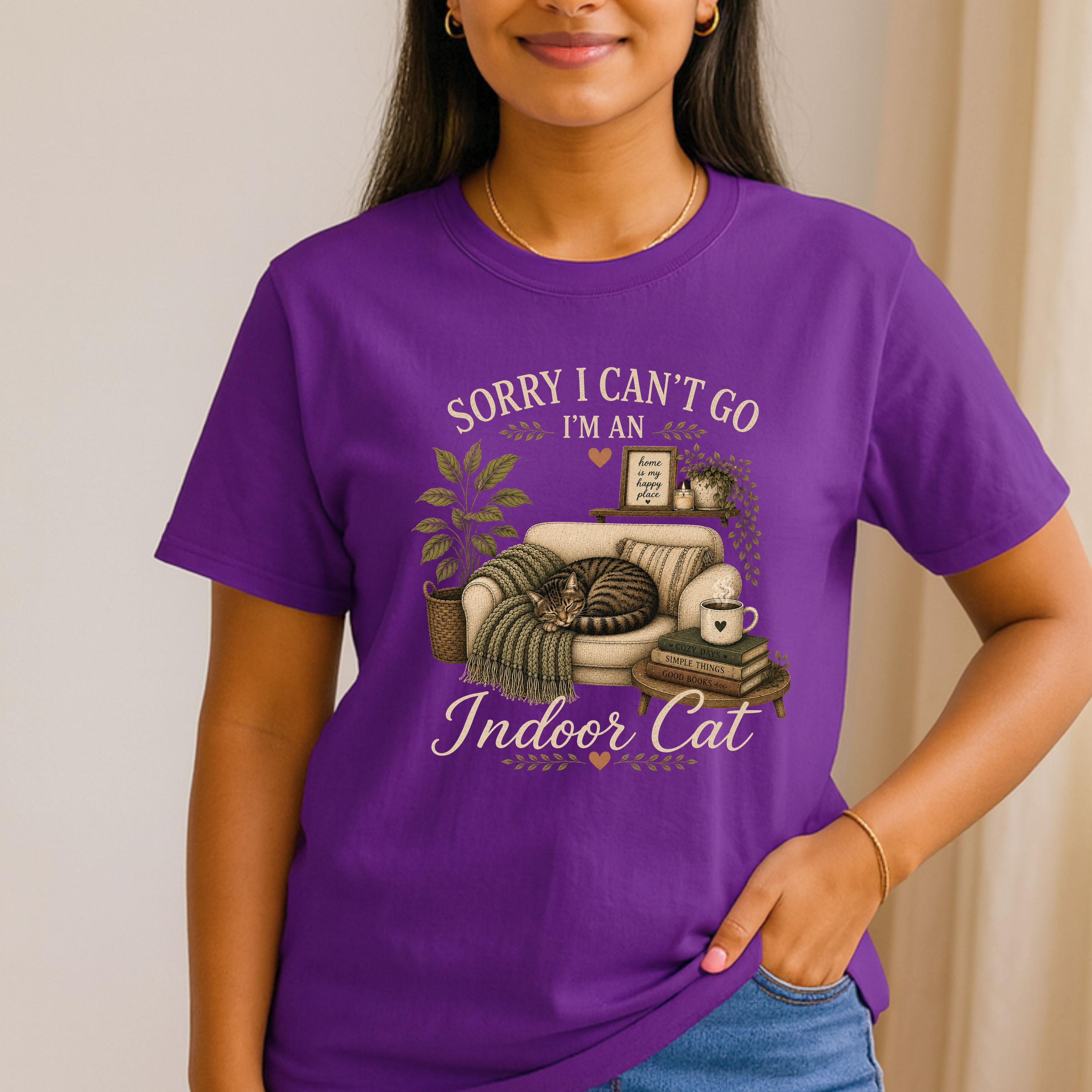 Sorry I Can’t Go I’m An Indoor Cat T-Shirt | Funny Introvert Tee