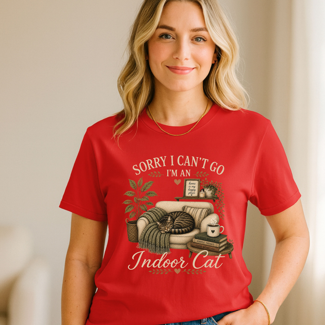Sorry I Can’t Go I’m An Indoor Cat T-Shirt | Funny Introvert Tee