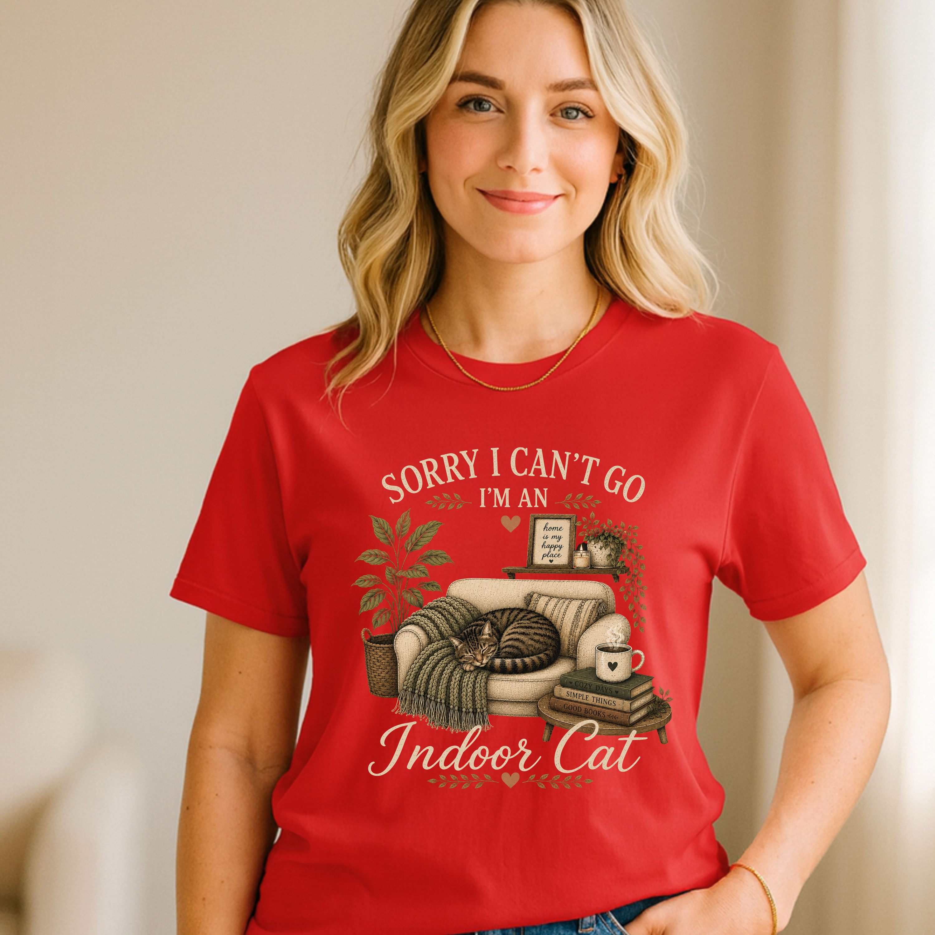 Sorry I Can’t Go I’m An Indoor Cat T-Shirt | Funny Introvert Tee