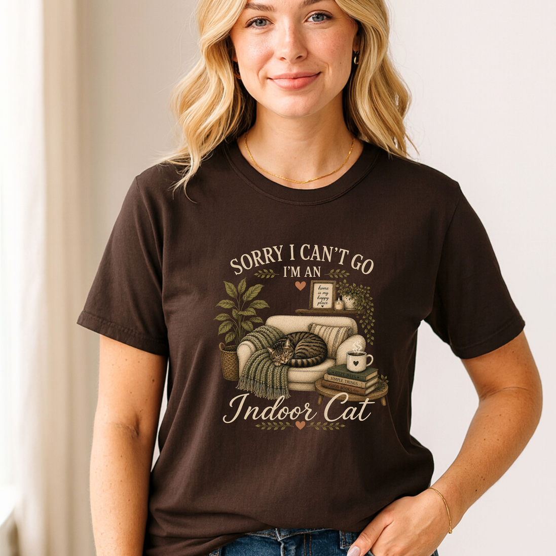 Sorry I Can’t Go I’m An Indoor Cat T-Shirt | Funny Introvert Tee