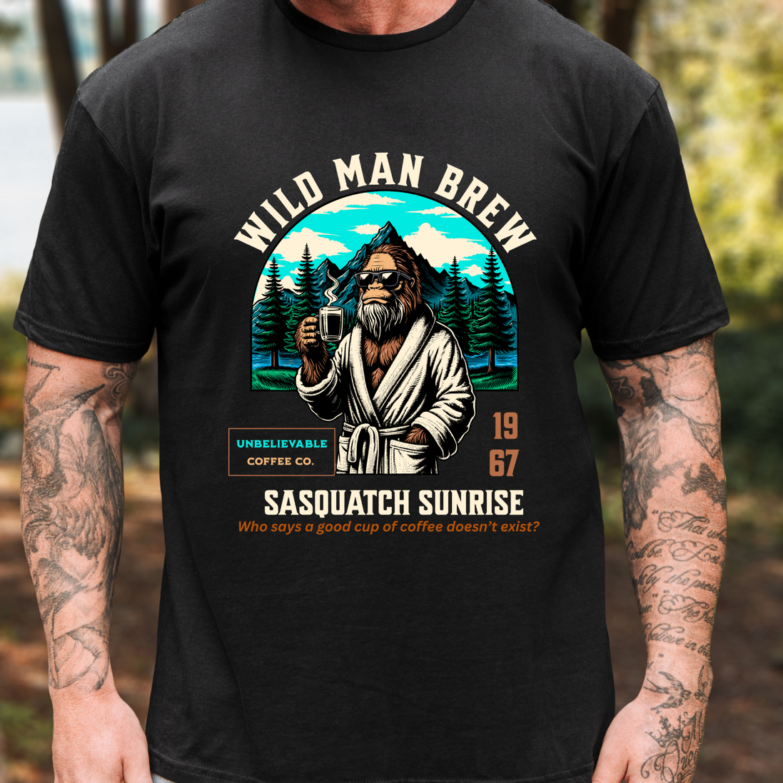 Sasquatch Coffee T-Shirt for Men | Wild Man Brew Bigfoot Tee
