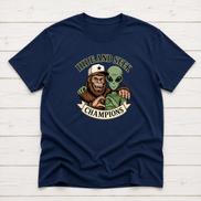 Bigfoot & Alien Hide and Seek | Funny Graphic T-Shirt or Sweatshirt