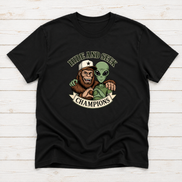 Bigfoot & Alien Hide and Seek | Funny Graphic T-Shirt or Sweatshirt