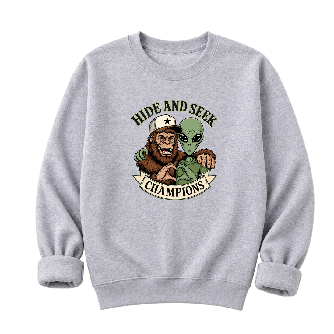 Bigfoot & Alien Hide and Seek | Funny Graphic T-Shirt or Sweatshirt