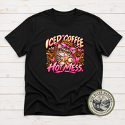 Iced Coffee Hot Mess Cat T-Shirt or Sweatshirt | Funny Coffee Lover Shirt