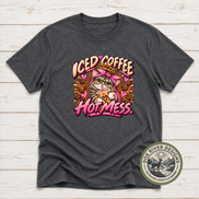 Iced Coffee Hot Mess Cat T-Shirt or Sweatshirt | Funny Coffee Lover Shirt