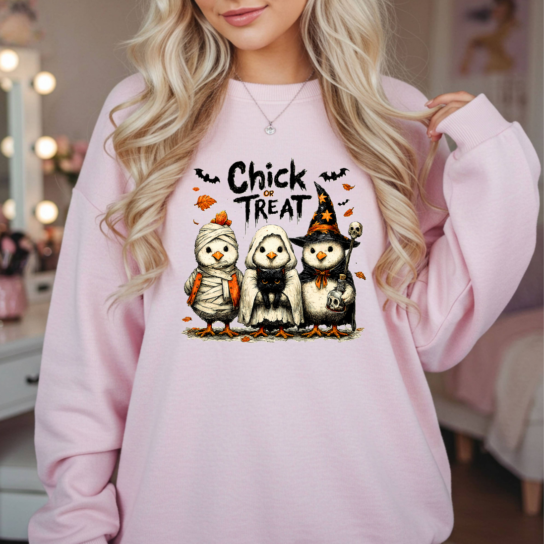 Chick or Treat Halloween Chicken Shirt & Sweatshirt | Funny Fall Tee