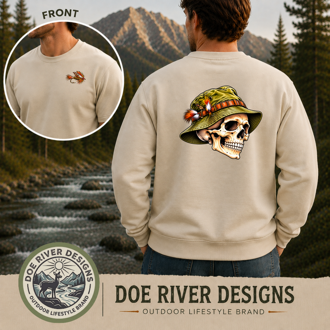 Skull Fly Fishing Shirt & Sweatshirt | Fly Fisherman Gift