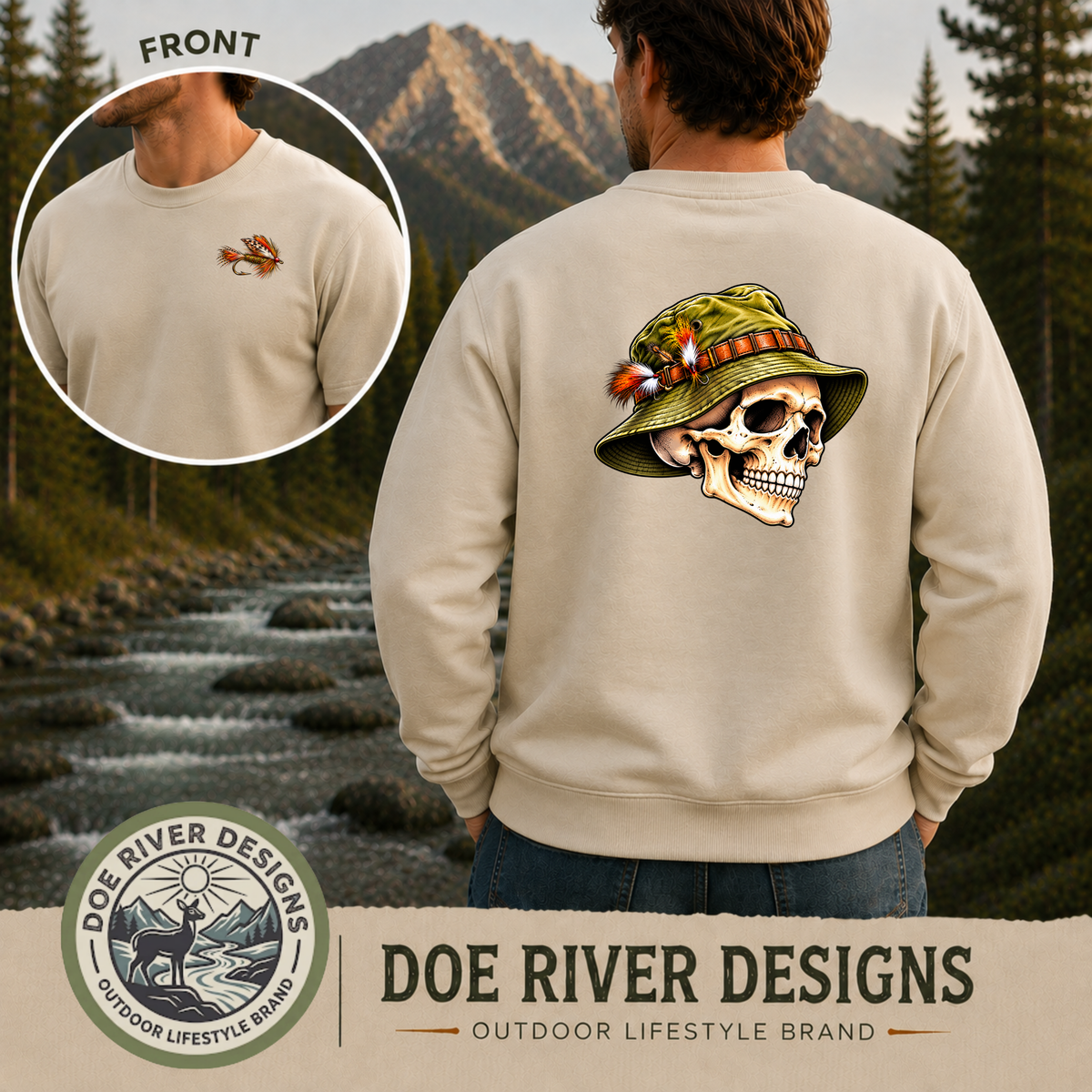 Skull Fly Fishing Shirt & Sweatshirt | Fly Fisherman Gift