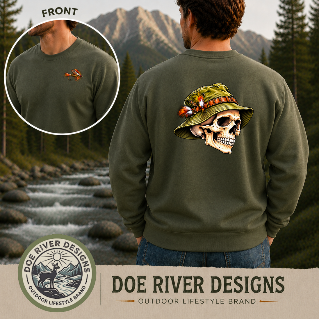 Skull Fly Fishing Shirt & Sweatshirt | Fly Fisherman Gift