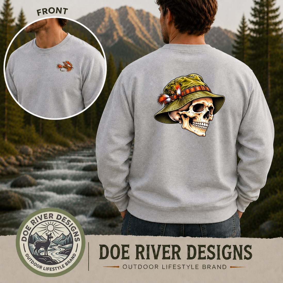 Skull Fly Fishing Shirt & Sweatshirt | Fly Fisherman Gift
