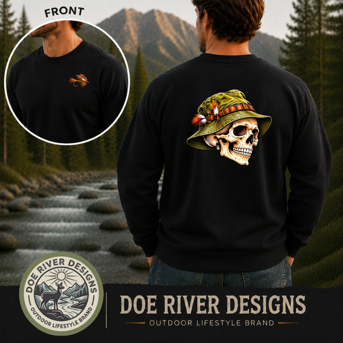 Skull Fly Fishing Shirt & Sweatshirt | Fly Fisherman Gift
