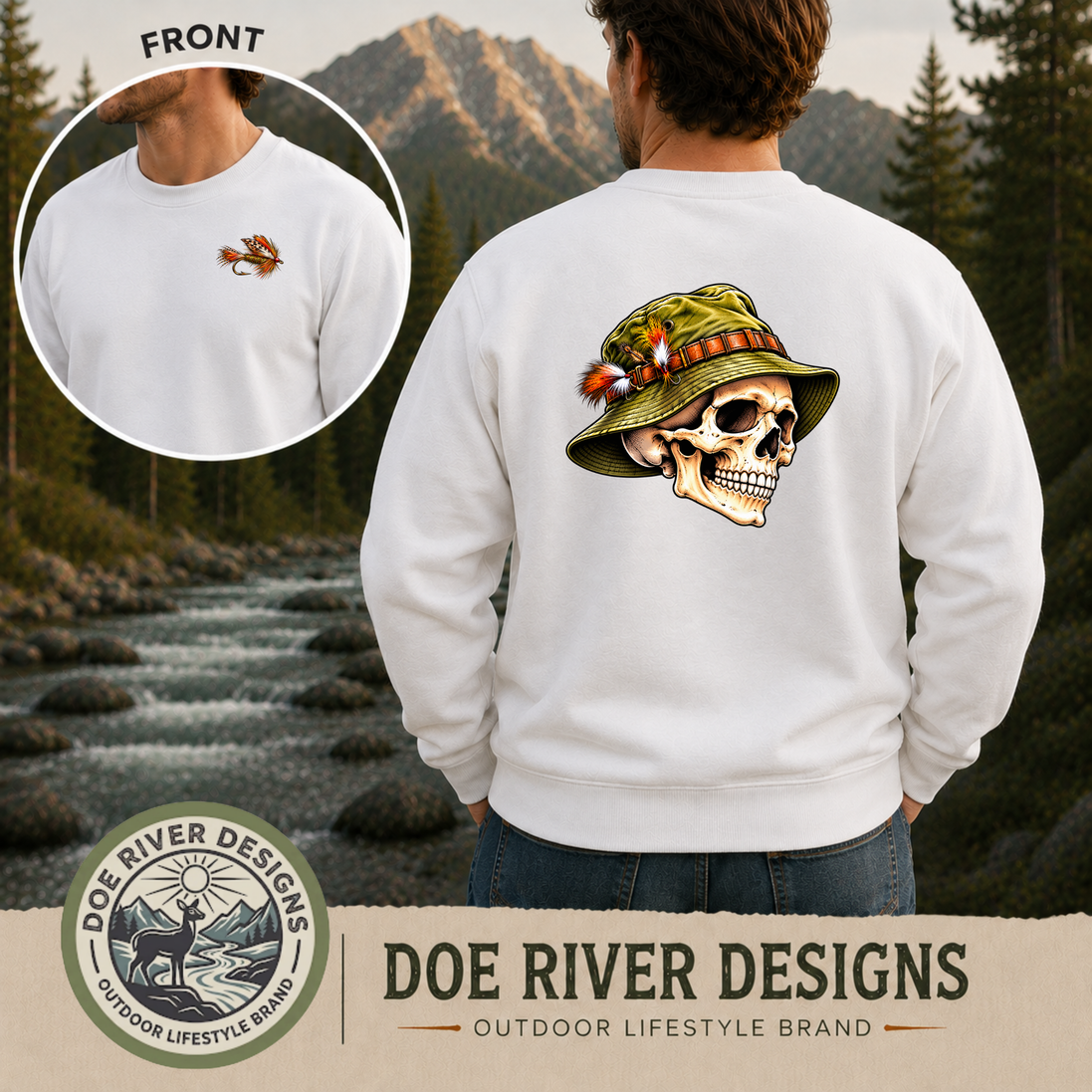 Skull Fly Fishing Shirt & Sweatshirt | Fly Fisherman Gift