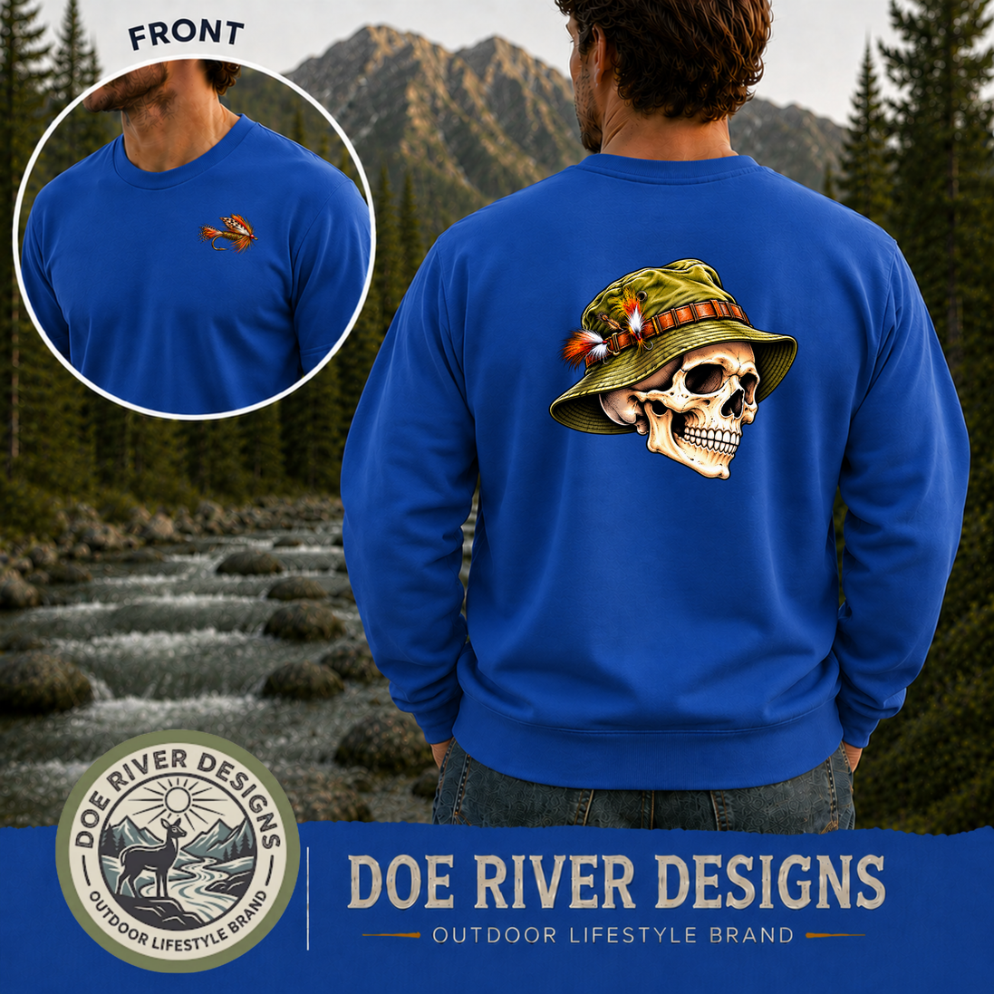 Skull Fly Fishing Shirt & Sweatshirt | Fly Fisherman Gift