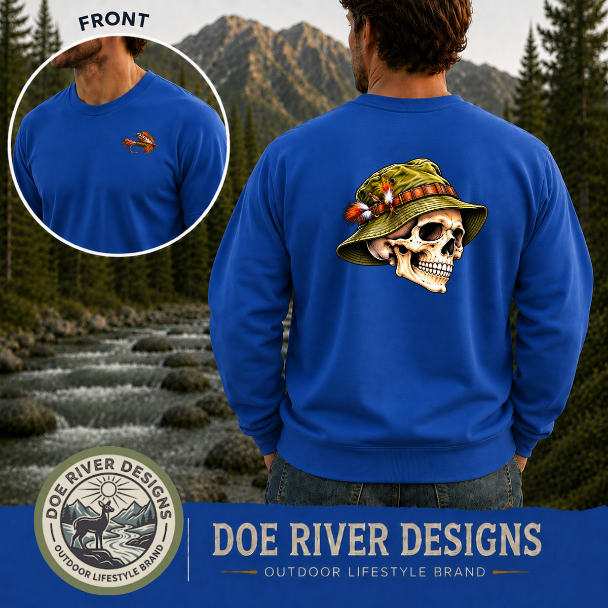Skull Fly Fishing Shirt & Sweatshirt | Fly Fisherman Gift