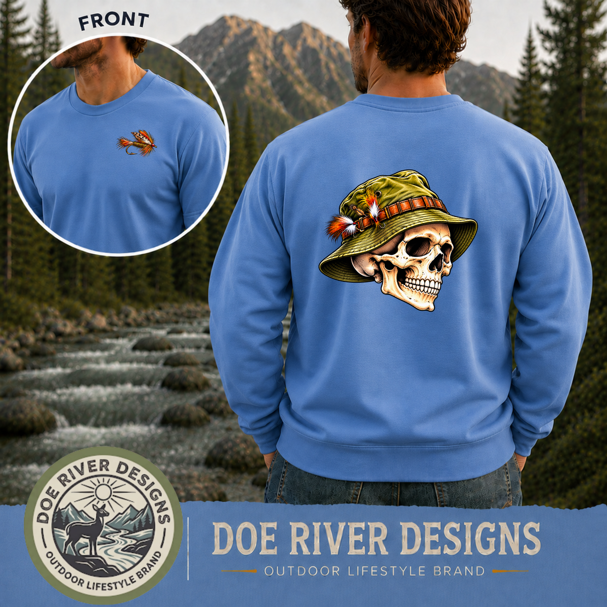 Skull Fly Fishing Shirt & Sweatshirt | Fly Fisherman Gift