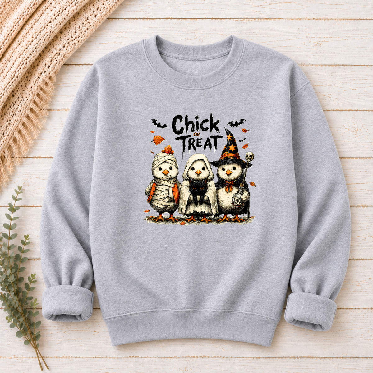 Chick or Treat Halloween Chicken Shirt & Sweatshirt | Funny Fall Tee