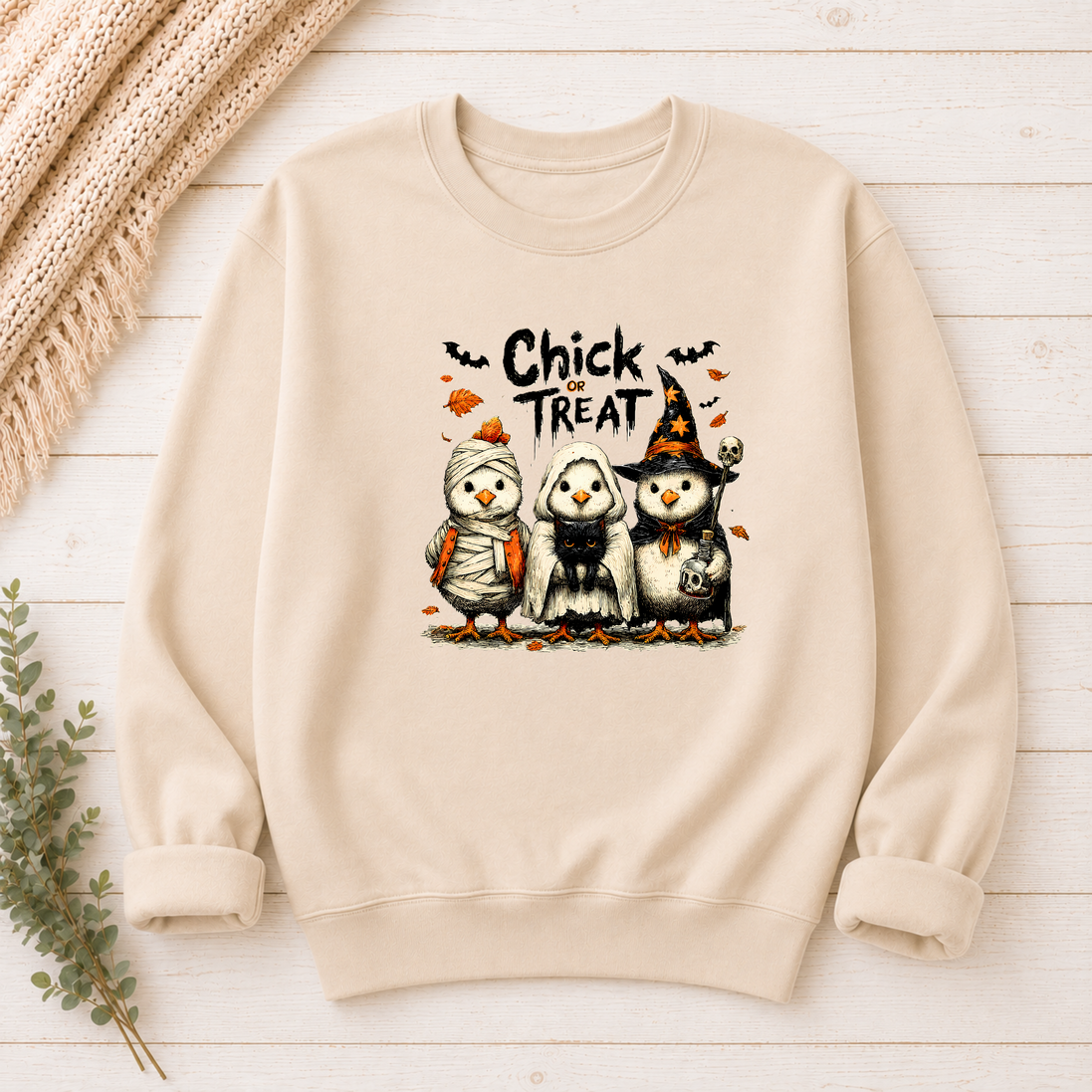 Chick or Treat Halloween Chicken Shirt & Sweatshirt | Funny Fall Tee