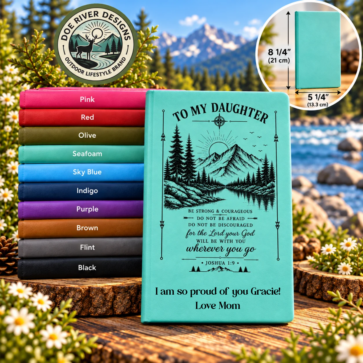 To My Daughter Journal, Personalized Gift for Daughter, Custom Engraved Leatherette Journal, Birthday, Graduation & Christmas Gift