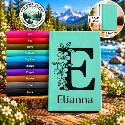 Personalized Floral Monogram Journal - Custom Leatherette Name Journal