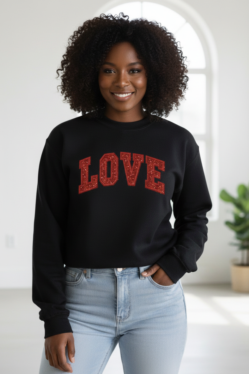 Black LOVE Sweatshirt - Black Model