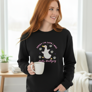 Black Sweatshirt with Red-headed Model