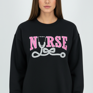 Black Embroidered Nurse Sweatshirt