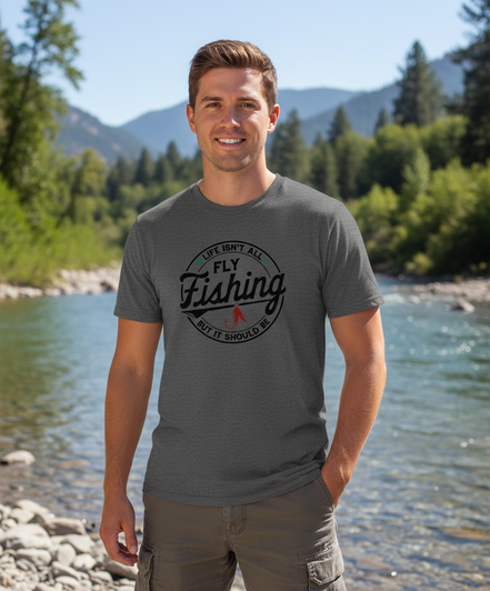 Charcoal grey fly fishing t-shirt